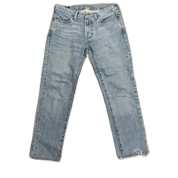 Abercrombie & Fitch Langdon Blue Light Wash Slim Frayed Hem Jeans Size 29 X 26 - Picture 1 of 13